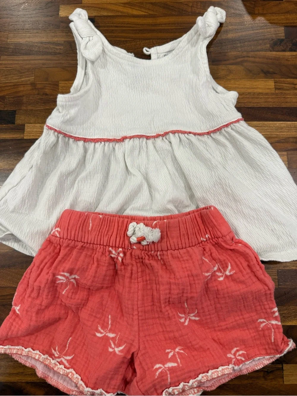 Toddler Tank Top and Palm Tree Coral Shorts Kids Set